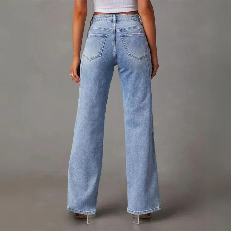 Velira Trousers & Bottoms Women Palermo Plati Kojų Aukštai Juosmeninės Džinsai