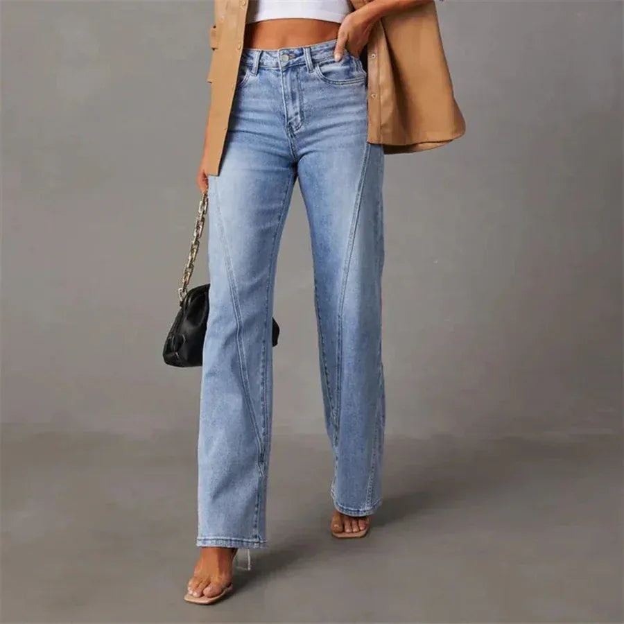 Velira Trousers & Bottoms Women Palermo Plati Kojų Aukštai Juosmeninės Džinsai