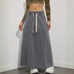 Velira Trousers & Bottoms Women Pilka / S Pakrantės Džinsinis Maxi Sijonas su Kordelėmis