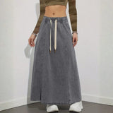 Velira Trousers & Bottoms Women Pilka / S Pakrantės Džinsinis Maxi Sijonas su Kordelėmis