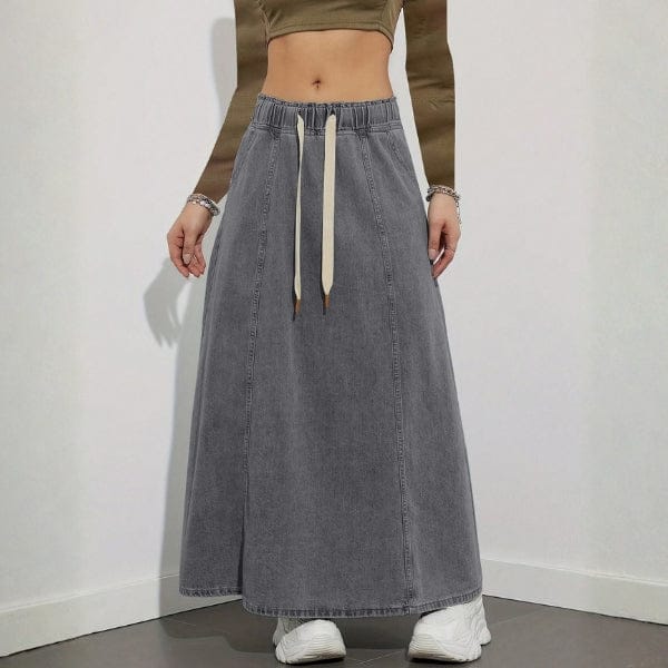 Velira Trousers & Bottoms Women Pilka / S Pakrantės Džinsinis Maxi Sijonas su Kordelėmis