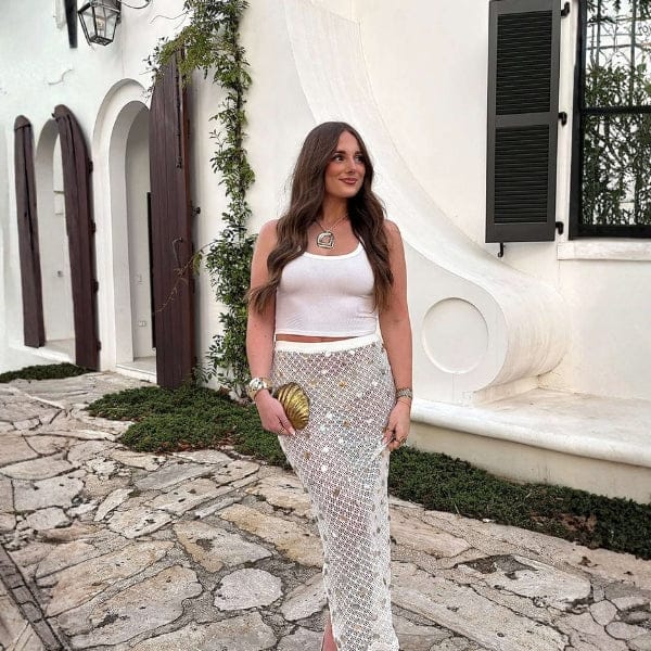 Velira Trousers & Bottoms Women Positano dekoruota tinklelio maksi sijonas