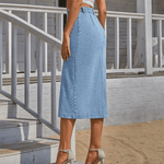 Velira Trousers & Bottoms Women Riviera Džinsinė Midi Sijonas Su Mygtukais