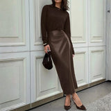 Velira Trousers & Bottoms Women Ruda / S Oslo odinė midi sijonas