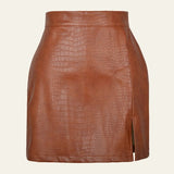 Velira Trousers & Bottoms Women Ruda / S Soho krokodilo tekstūros odos mini sijonas