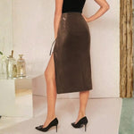 Velira Trousers & Bottoms Women Siena raukšlėta odinė midi sijonas