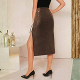 Velira Trousers & Bottoms Women Siena raukšlėta odinė midi sijonas