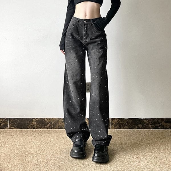 Velira Trousers & Bottoms Women Soho Kristalų Platus Kojų Džinsai
