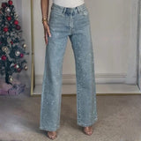 Velira Trousers & Bottoms Women Stella Diamante Tiesios Džinsai