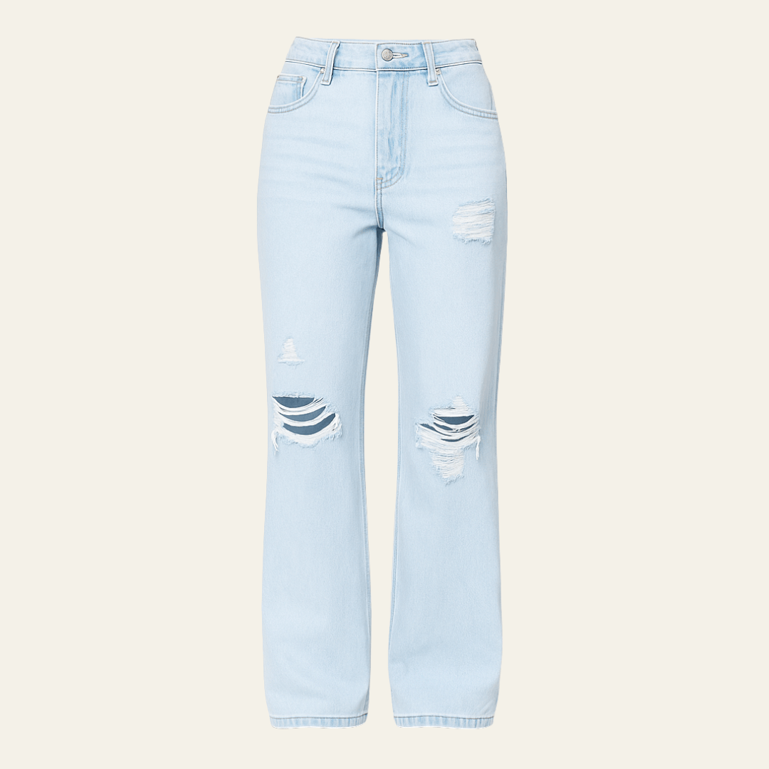 Velira Trousers & Bottoms Women Šviesiai mėlyna / S „Malibu“ pažeisti džinsai