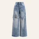 Velira Trousers & Bottoms Women Šviesiai Mėlyna / S Milano Pažeistos Plačios Kojos Džinsai