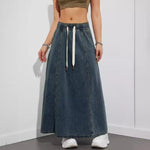 Velira Trousers & Bottoms Women Tamsiai mėlyna / S Pakrantės Džinsinis Maxi Sijonas su Kordelėmis
