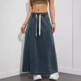 Velira Trousers & Bottoms Women Tamsiai mėlyna / S Pakrantės Džinsinis Maxi Sijonas su Kordelėmis