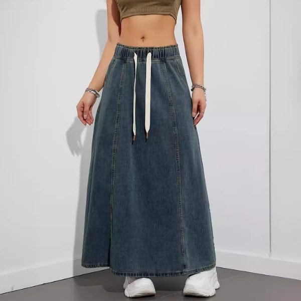 Velira Trousers & Bottoms Women Tamsiai mėlyna / S Pakrantės Džinsinis Maxi Sijonas su Kordelėmis