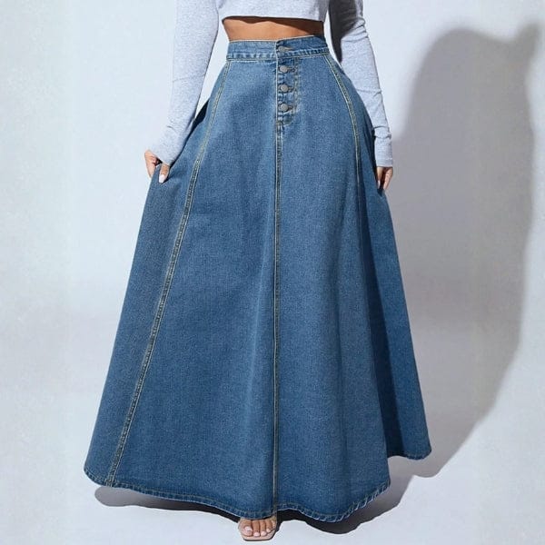 Velira Trousers & Bottoms Women Tamsiai mėlyna / S Pakrantės mygtukų priekyje džinsinė maksi sijonas