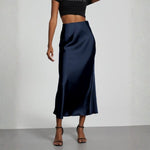 Velira Trousers & Bottoms Women Tamsiai mėlyna / S Riviera satino apdailos midi sijonas