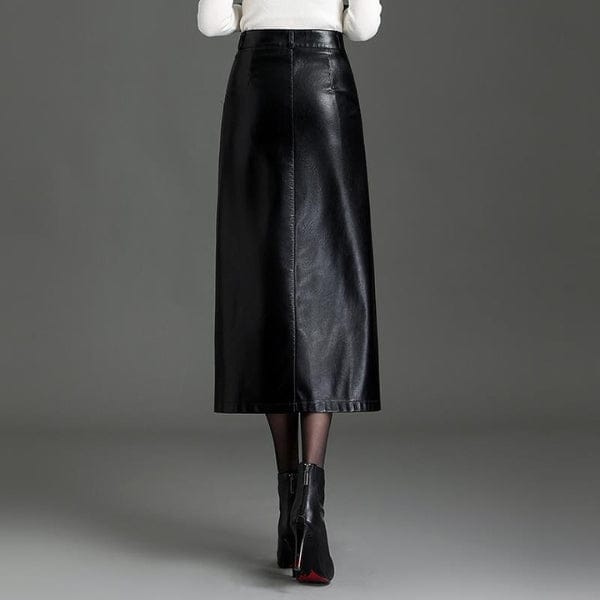 Velira Trousers & Bottoms Women Vienos struktūruotos odos midi sijonas