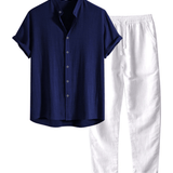 Velira Two Pieces Outfits Tamsiai mėlyna / S Sidnėjaus lino komplektas