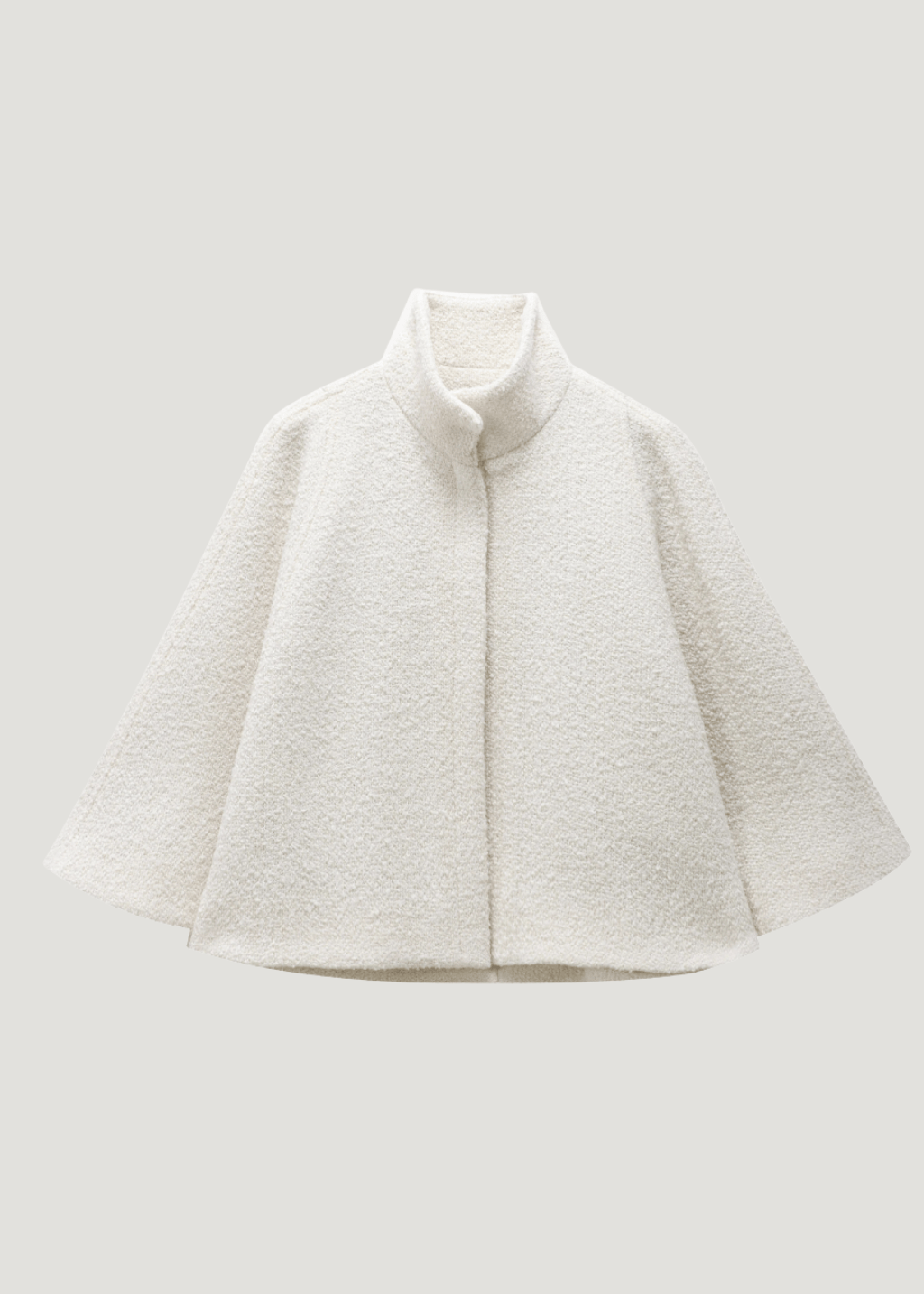 Velira Willow | Textured Wool Cape Jacket Balta / XS Vilis | Tekstūruotas vilnos apsiaustas