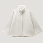 Velira Willow | Textured Wool Cape Jacket Balta / XS Vilis | Tekstūruotas vilnos apsiaustas