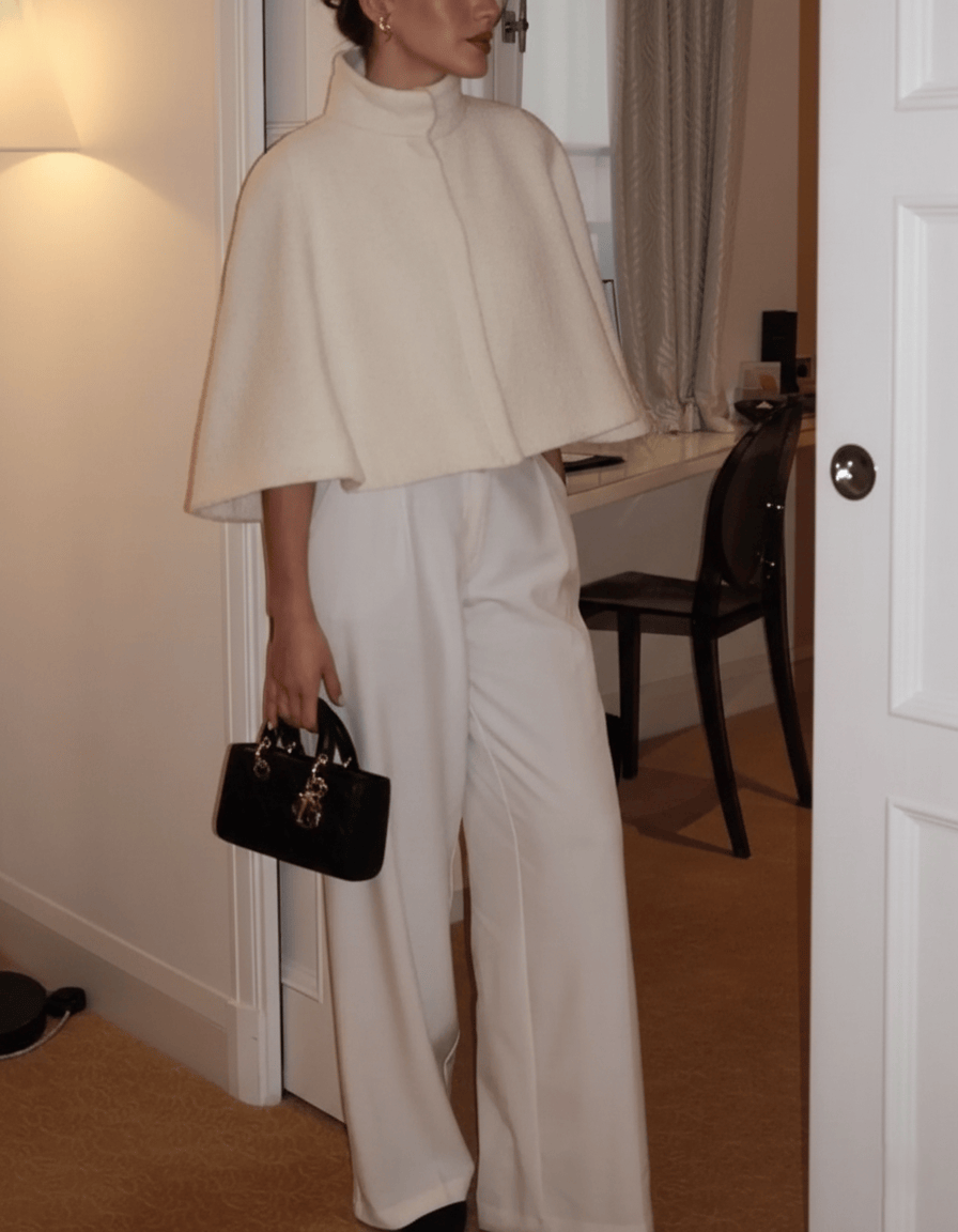 Velira Willow | Textured Wool Cape Jacket Vilis | Tekstūruotas vilnos apsiaustas