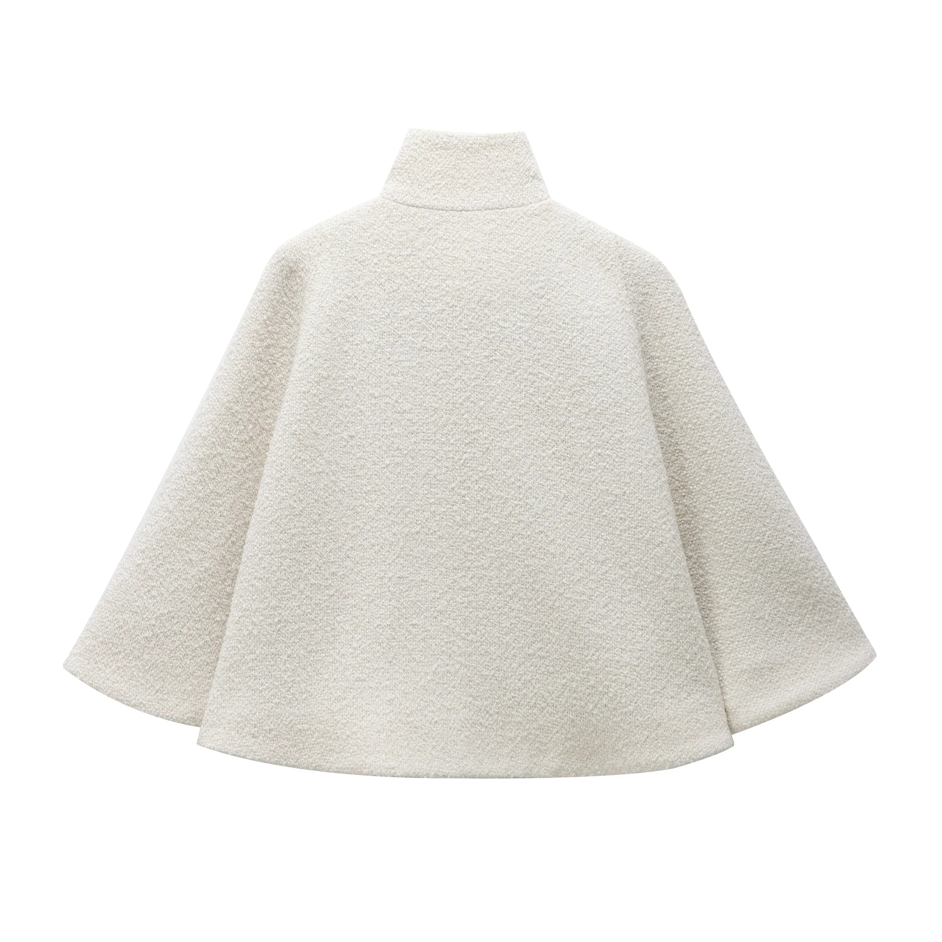 Velira Willow | Textured Wool Cape Jacket Vilis | Tekstūruotas vilnos apsiaustas