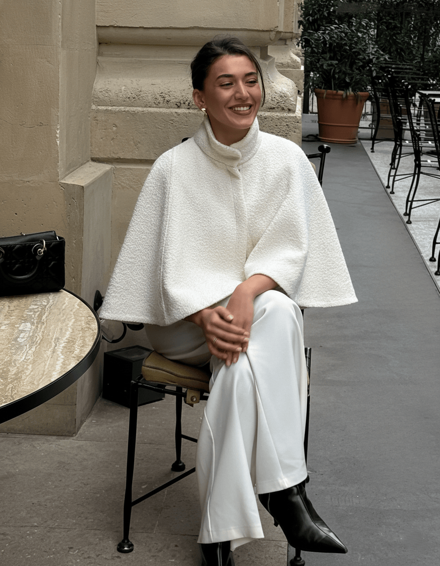 Velira Willow | Textured Wool Cape Jacket Vilis | Tekstūruotas vilnos apsiaustas