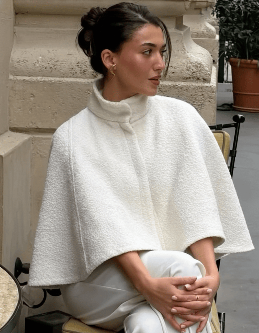 Velira Willow | Textured Wool Cape Jacket Vilis | Tekstūruotas vilnos apsiaustas