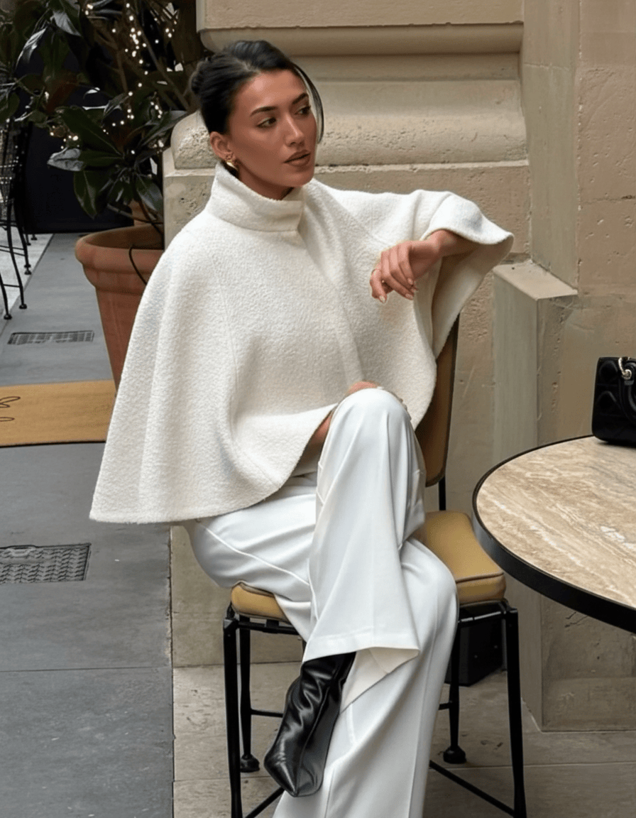 Velira Willow | Textured Wool Cape Jacket Vilis | Tekstūruotas vilnos apsiaustas