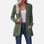 Velira Womens Knitwear Alyvuogių žalia / S Sonoma Ribbled Kišeninis Kardiganas