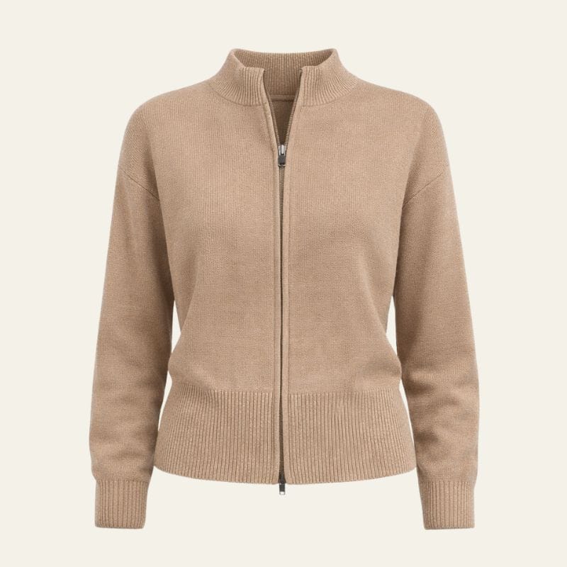 Velira Womens Knitwear Amélie Ribošinis Megztinis Su Užtrauktuku