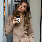 Velira Womens Knitwear Amélie Ribošinis Megztinis Su Užtrauktuku