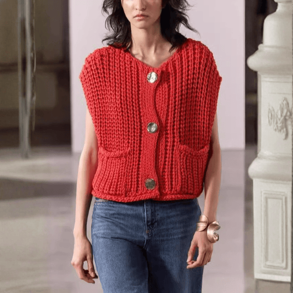 Velira Womens Knitwear Amelie Storos Megztinis Su Mygtukais