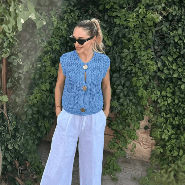 Velira Womens Knitwear Amelie Storos Megztinis Su Mygtukais