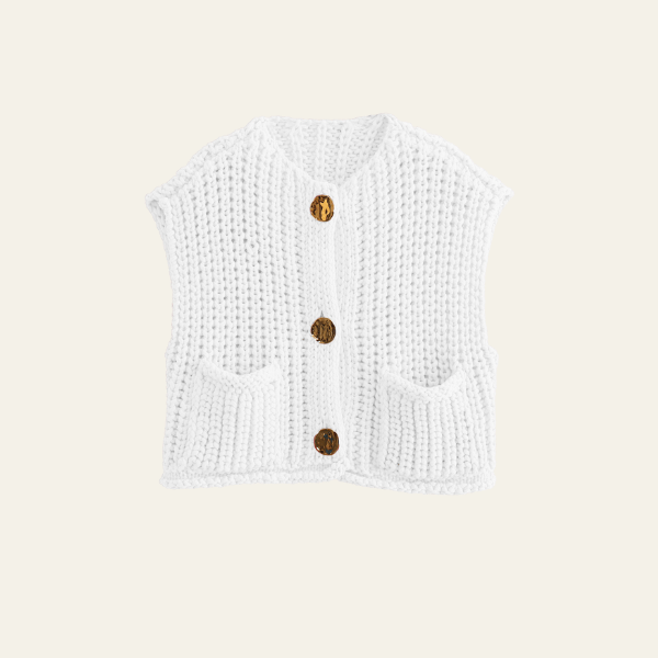 Velira Womens Knitwear Balta / S Amelie Storos Megztinis Su Mygtukais
