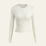 Velira Womens Knitwear Balta / S Monako Ribboto Trumpas Kardiganas