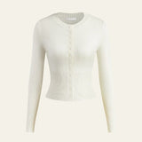 Velira Womens Knitwear Balta / S Monako Ribboto Trumpas Kardiganas
