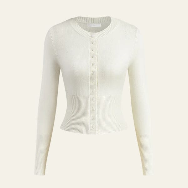 Velira Womens Knitwear Balta / S Monako Ribboto Trumpas Kardiganas