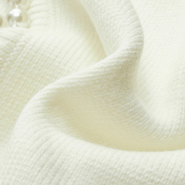 Velira Womens Knitwear Balta / Vienas dydis Amara Perlų Apykaklė Kardiganas