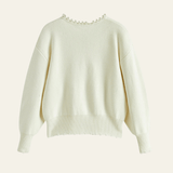 Velira Womens Knitwear Balta / Vienas dydis Amara Perlų Apykaklė Kardiganas
