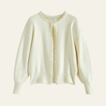 Velira Womens Knitwear Balta / Vienas dydis Amara Perlų Apykaklė Kardiganas