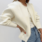 Velira Womens Knitwear Balta / Vienas dydis Amara Perlų Apykaklė Kardiganas