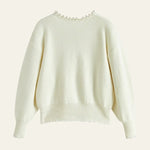 Velira Womens Knitwear Balta / Vienas dydis Monako Perlų Apdailos Megztinis Kardiganas