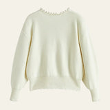 Velira Womens Knitwear Balta / Vienas dydis Monako Perlų Apdailos Megztinis Kardiganas