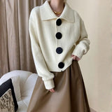 Velira Womens Knitwear Balta / Vienas dydis Verona Per didelės mygtukų megztinis kardiganas
