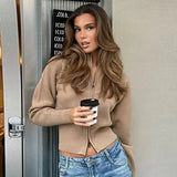 Velira Womens Knitwear Bežinė / S Amélie Ribošinis Megztinis Su Užtrauktuku