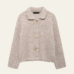 Velira Womens Knitwear Bežinė / S Luzernų vilnos megztas kardiganas