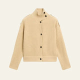 Velira Womens Knitwear Bežinė / XS Milan Raukšlėtas Kardiganas Su Stovinčiu Apykakle