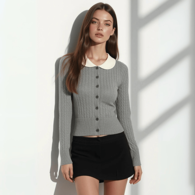Velira Womens Knitwear Brunell Pilkos Spalvos Pavalas