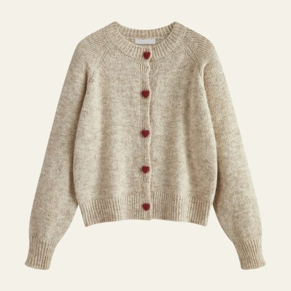 Velira Womens Knitwear Chaki / Vienas dydis Oslo širdies megztinis kardiganas